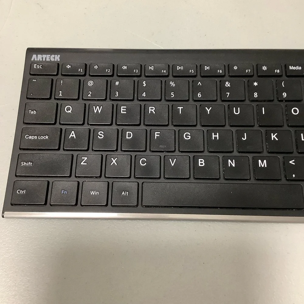 ARTECK HW192 Wireless Keyboard Stainless Steel Slim, Black